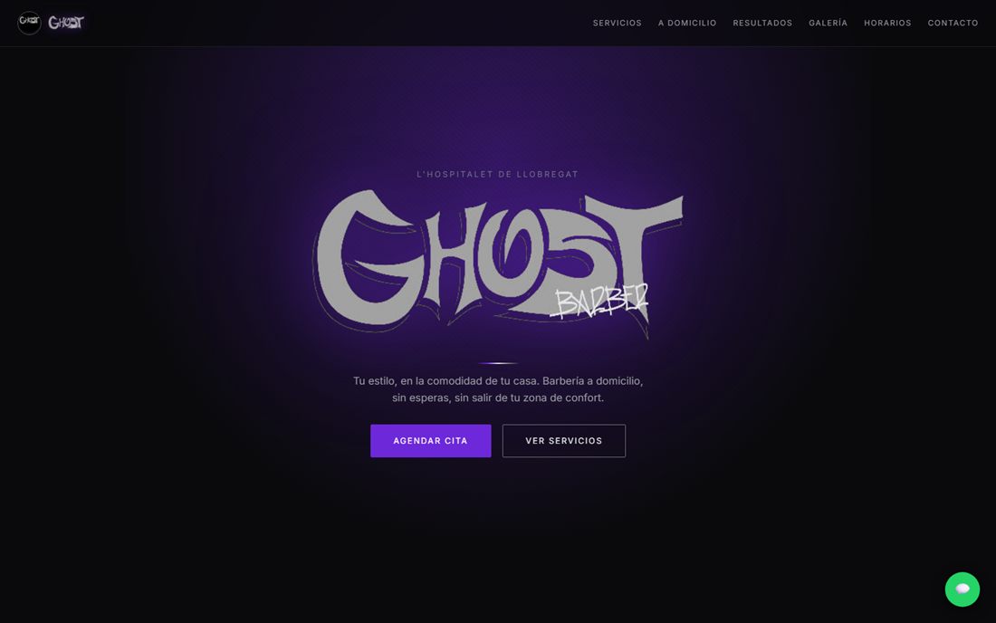 Conceptual website design for Ghost Barber
